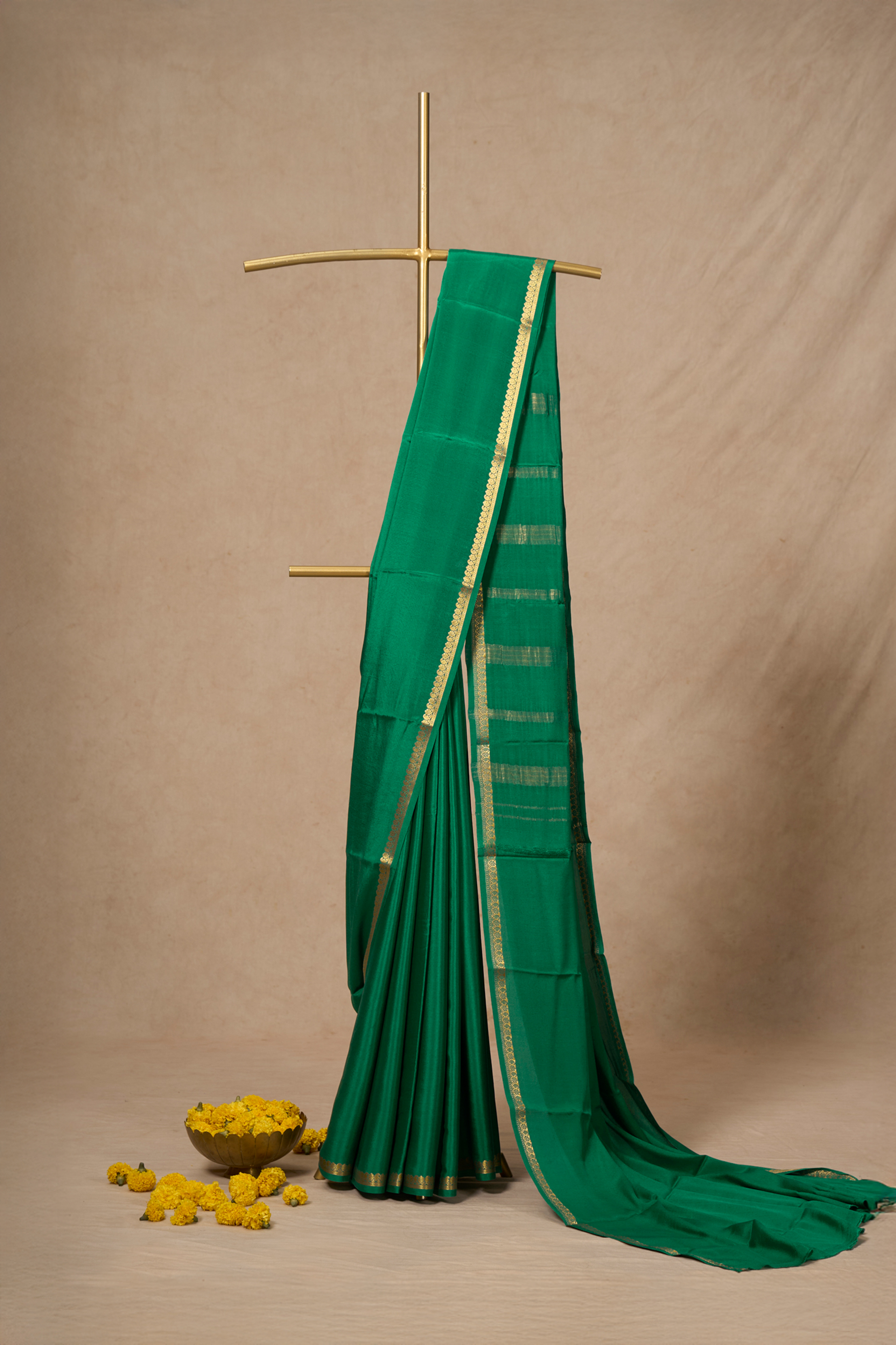 Sea Green Mysore Silk Saree