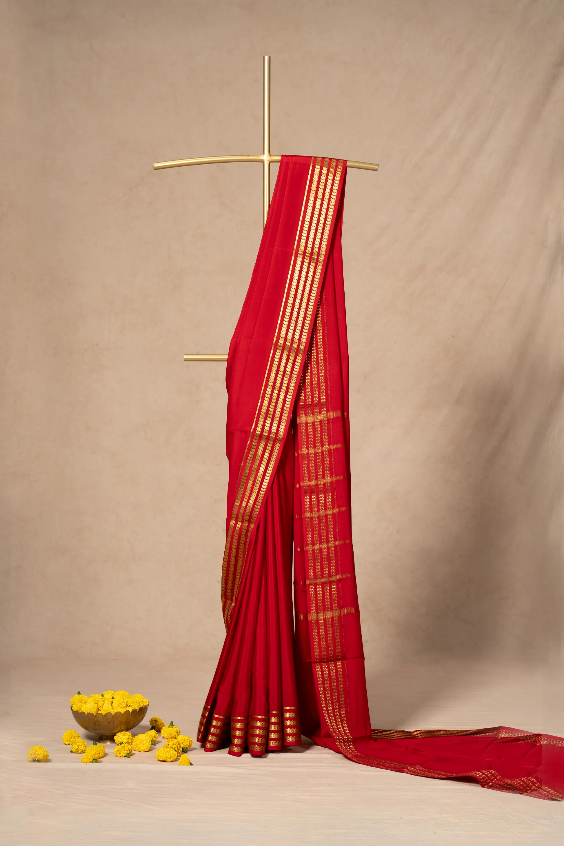 Red Mysore Silk Saree