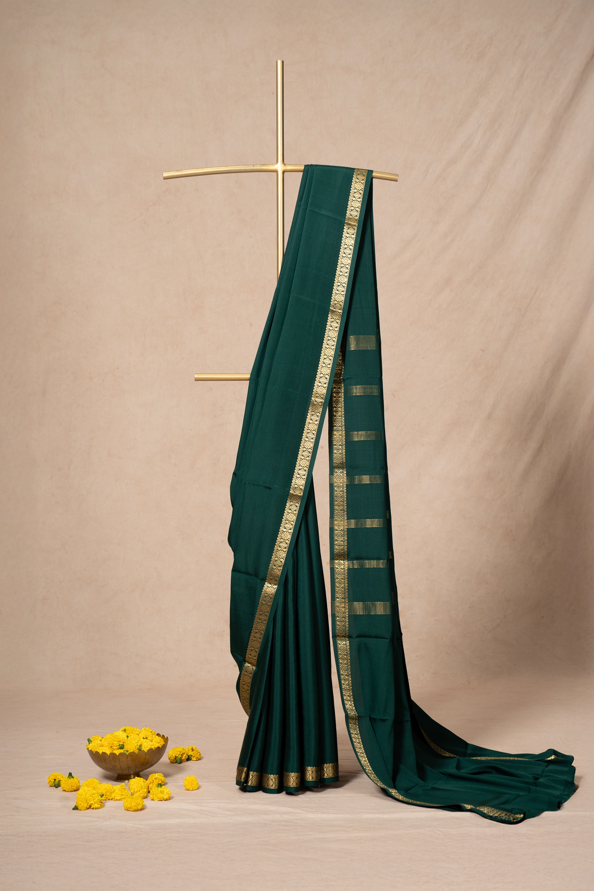 Bottle Green Mysore Silk Saree