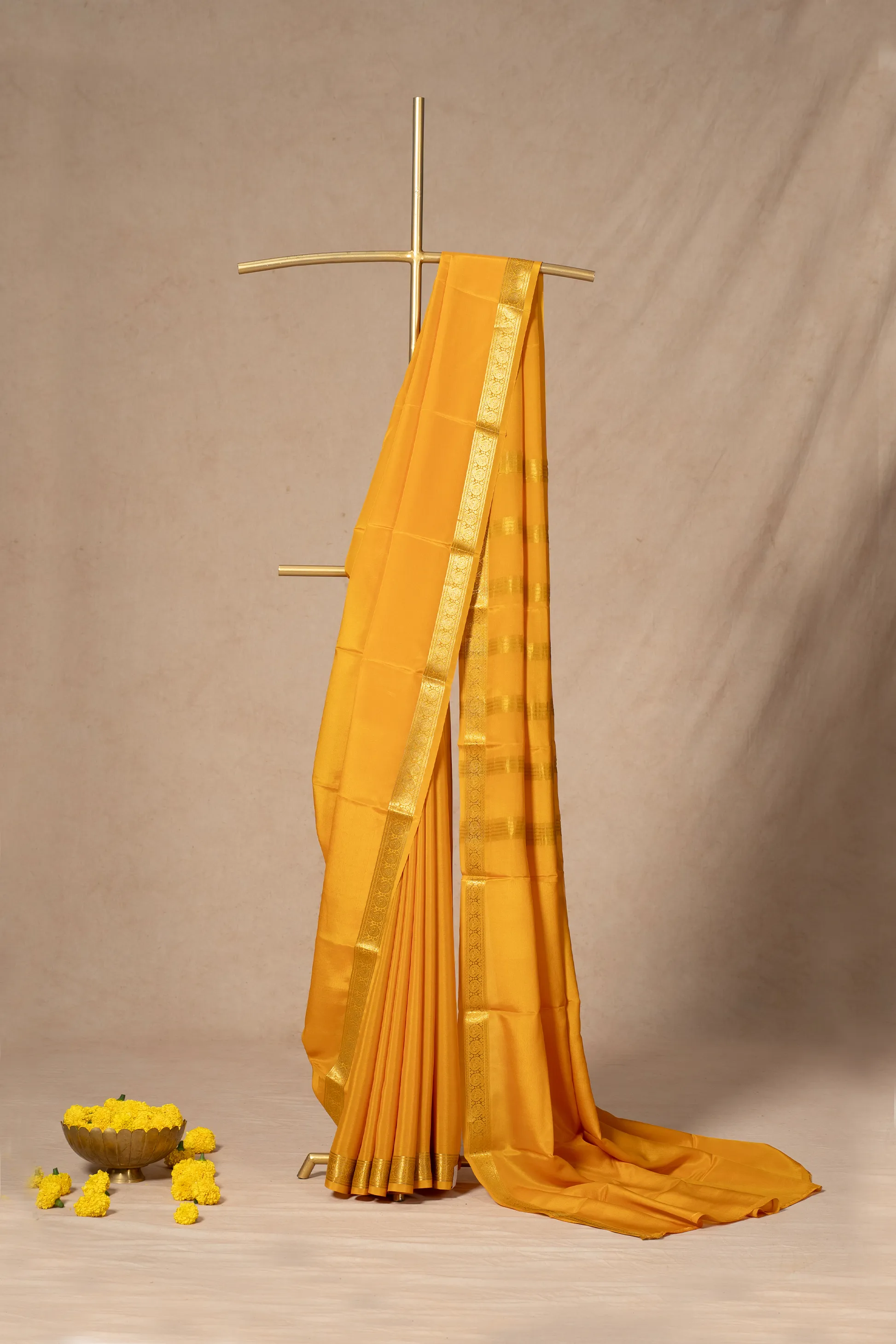 Yellow Mysore Silk Saree